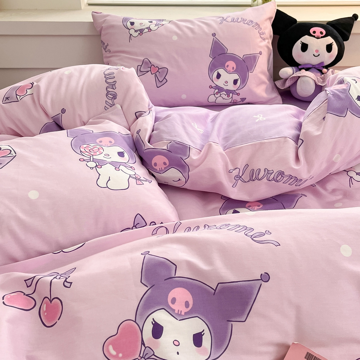 91家纺网 家纺一手货源 找家纺 暮思家居 2026新款正版授权三丽鸥全棉纯棉四件套系列-第一批 气球库洛米