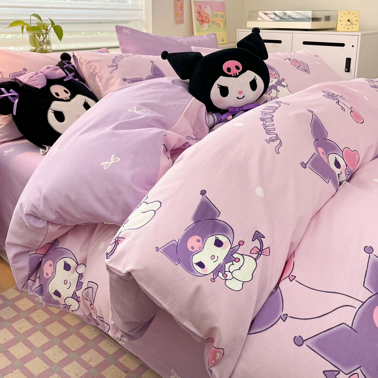 91家纺网 家纺一手货源 找家纺 暮思家居 2026新款正版授权三丽鸥全棉纯棉四件套系列-第一批 气球库洛米