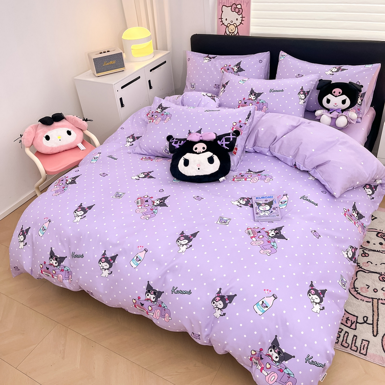 91家纺网 家纺一手货源 找家纺 暮思家居 2026新款正版授权三丽鸥全棉纯棉四件套系列-第一批 汽车库洛米