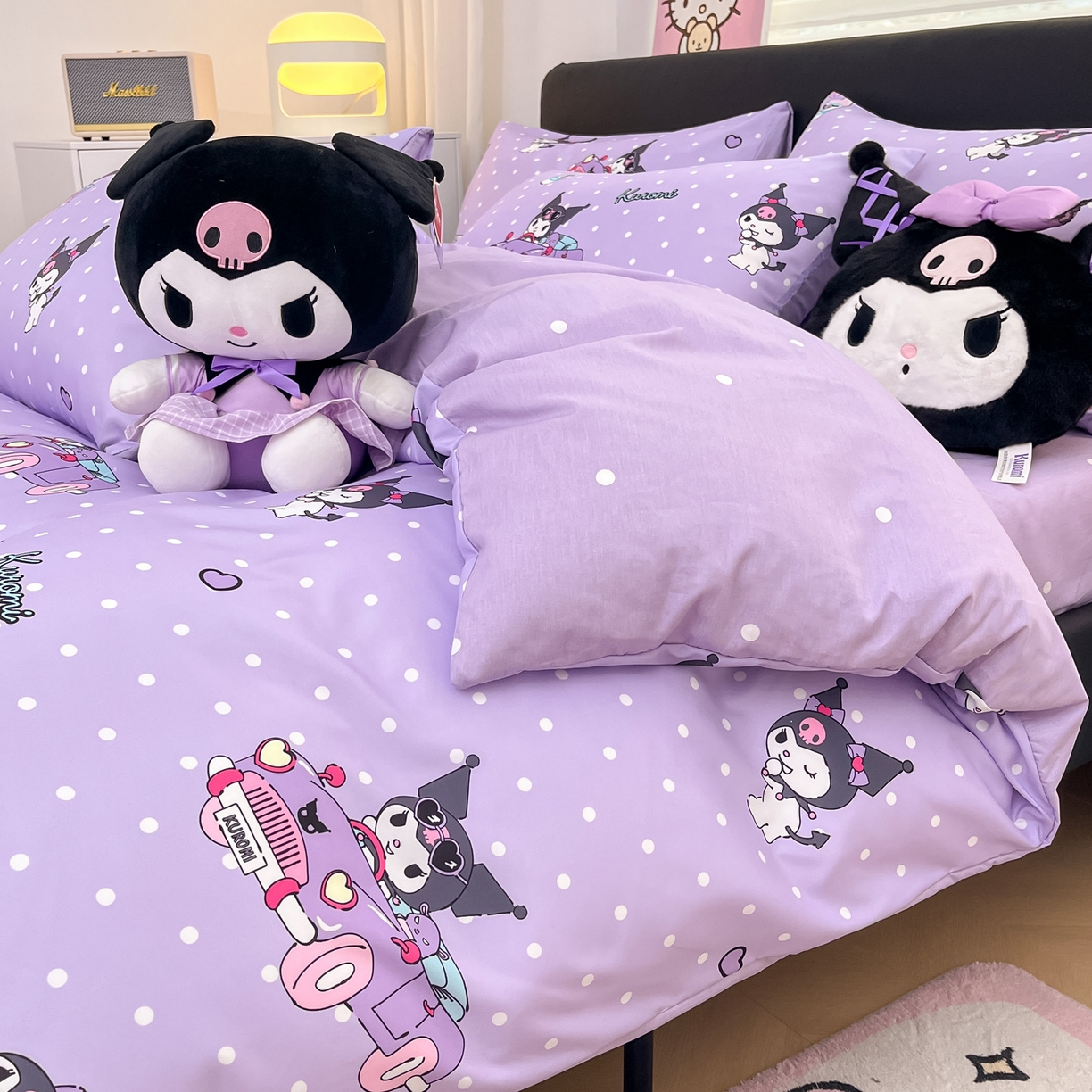 91家纺网 家纺一手货源 找家纺 暮思家居 2026新款正版授权三丽鸥全棉纯棉四件套系列-第一批 汽车库洛米