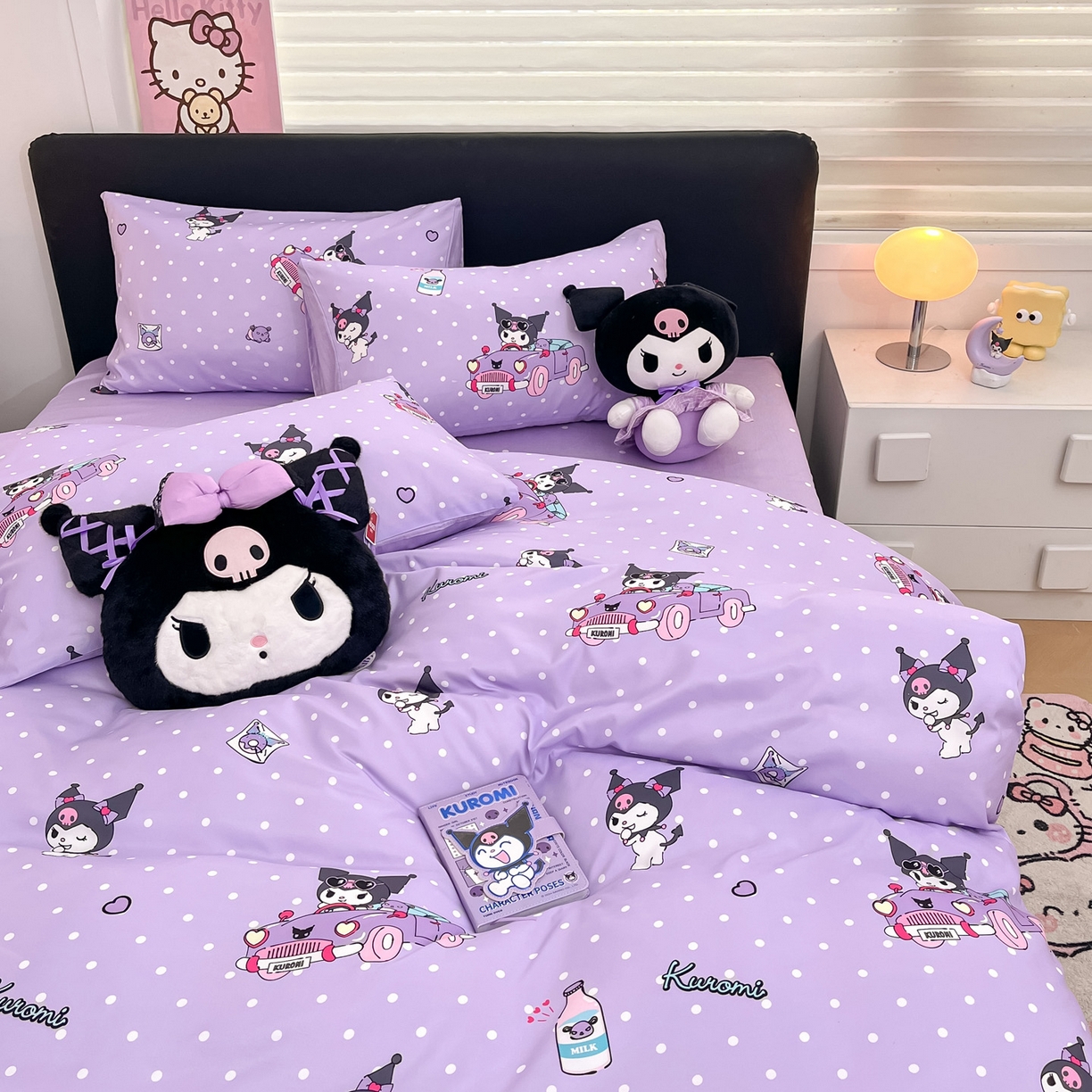 91家纺网 家纺一手货源 找家纺 暮思家居 2026新款正版授权三丽鸥全棉纯棉四件套系列-第一批 汽车库洛米