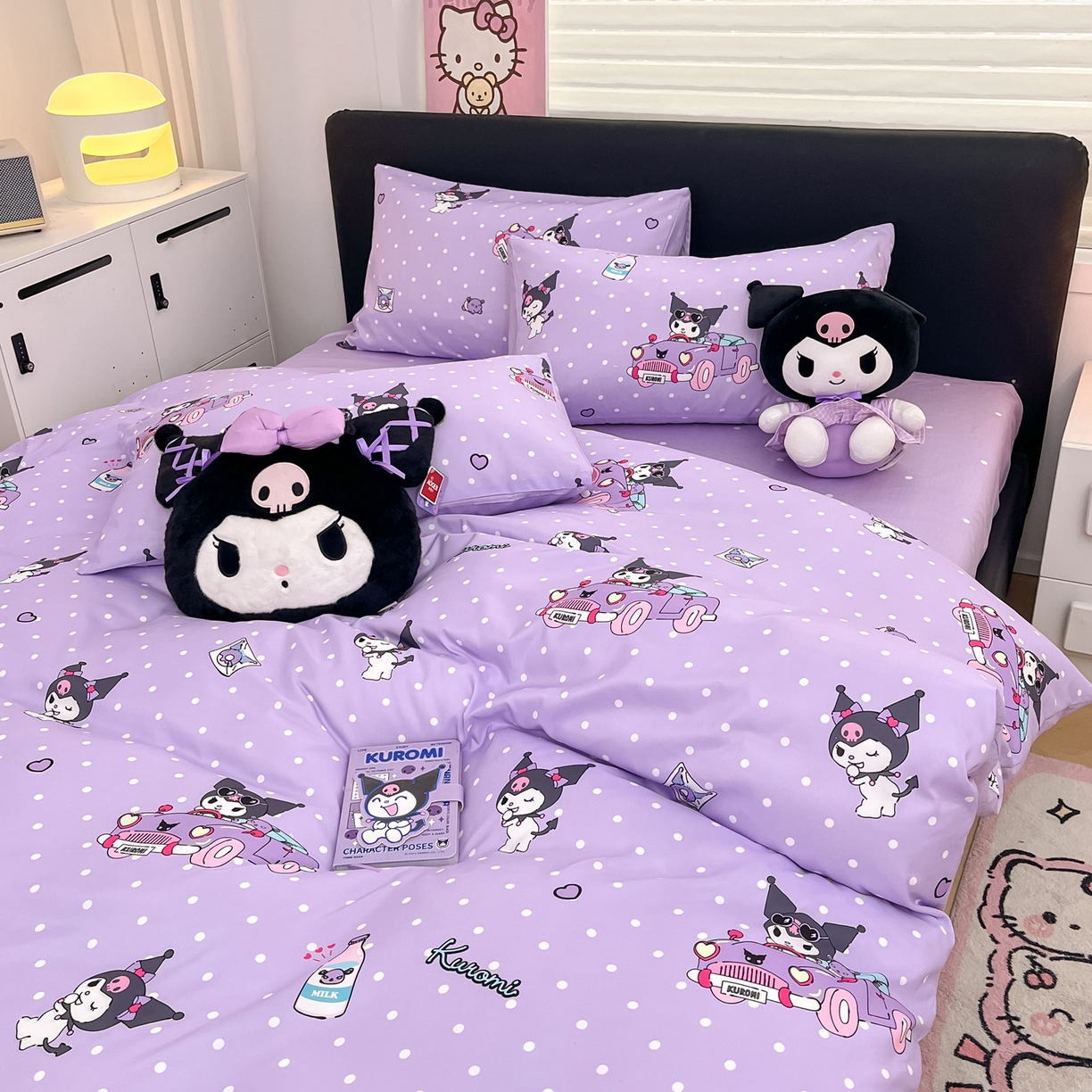 91家纺网 家纺一手货源 找家纺 暮思家居 2026新款正版授权三丽鸥全棉纯棉四件套系列-第一批 汽车库洛米