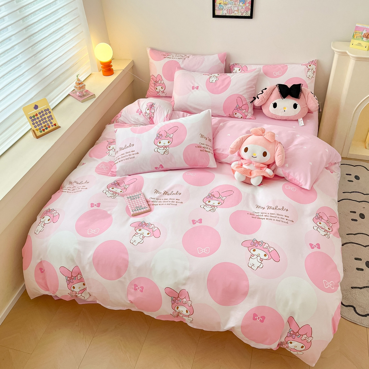 91家纺网 家纺一手货源 找家纺 暮思家居 2026新款正版授权三丽鸥全棉纯棉四件套系列-第一批 圈圈美乐蒂