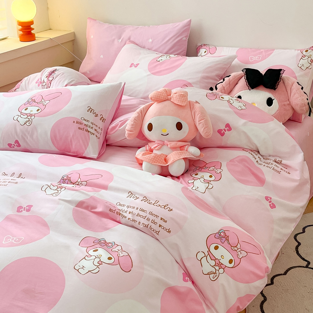 91家纺网 家纺一手货源 找家纺 暮思家居 2026新款正版授权三丽鸥全棉纯棉四件套系列-第一批 圈圈美乐蒂