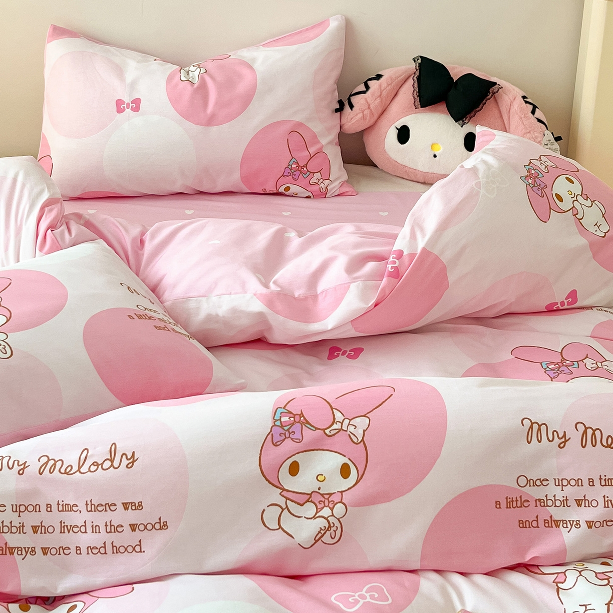 91家纺网 家纺一手货源 找家纺 暮思家居 2026新款正版授权三丽鸥全棉纯棉四件套系列-第一批 圈圈美乐蒂