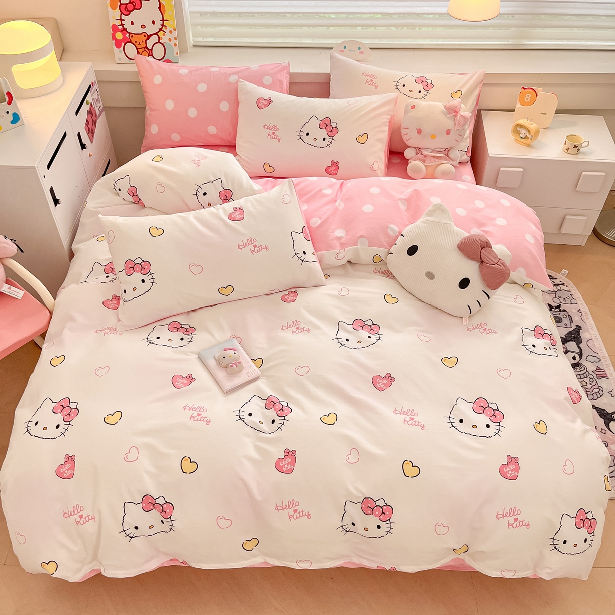 91家纺网 家纺一手货源 找家纺 暮思家居 2026新款正版授权三丽鸥全棉纯棉四件套系列-第一批 少女凯蒂