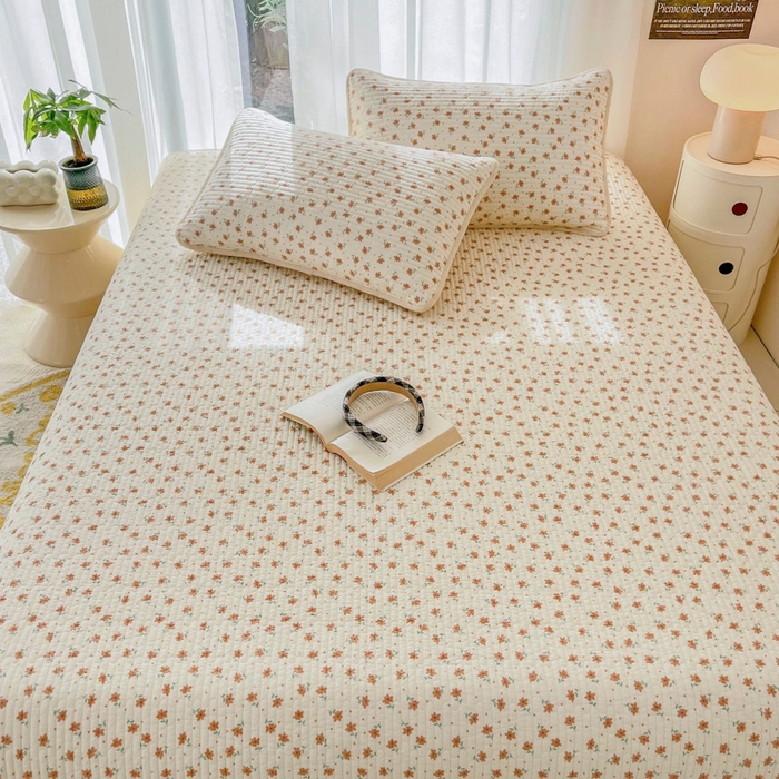 91家纺网 家纺一手货源 找家纺 茉夕家纺 2026新款春季双面纯棉印花单品床盖单件床盖 小花飘飘