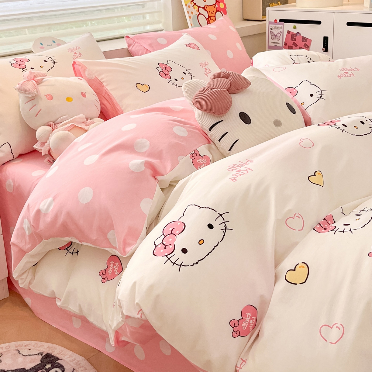 91家纺网 家纺一手货源 找家纺 暮思家居 2026新款正版授权三丽鸥全棉纯棉四件套系列-第一批 少女凯蒂