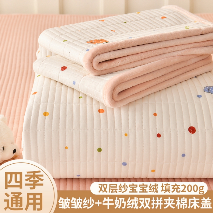 91家纺网 家纺一手货源 找家纺 悠米悠家 2026新款卡通棉拼绒夹棉床盖单品床盖床盖单件 甜趣南瓜