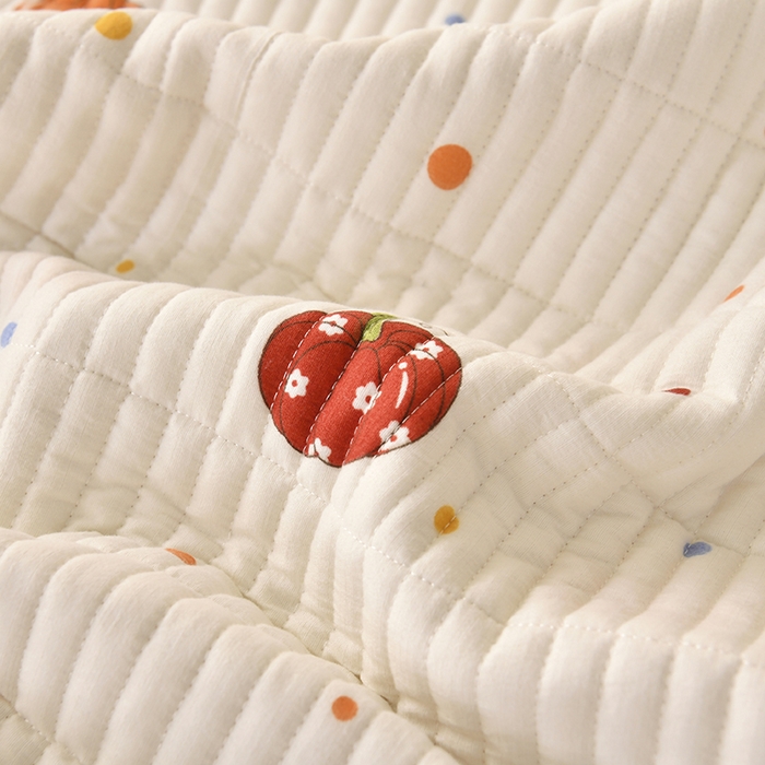 91家纺网 家纺一手货源 找家纺 悠米悠家 2026新款卡通棉拼绒夹棉床盖单品床盖床盖单件 甜趣南瓜