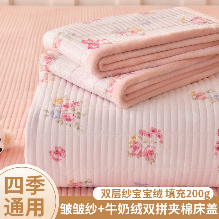 91家纺网 家纺一手货源 找家纺 悠米悠家 2026新款卡通棉拼绒夹棉床盖单品床盖床盖单件 蜜语甜梦