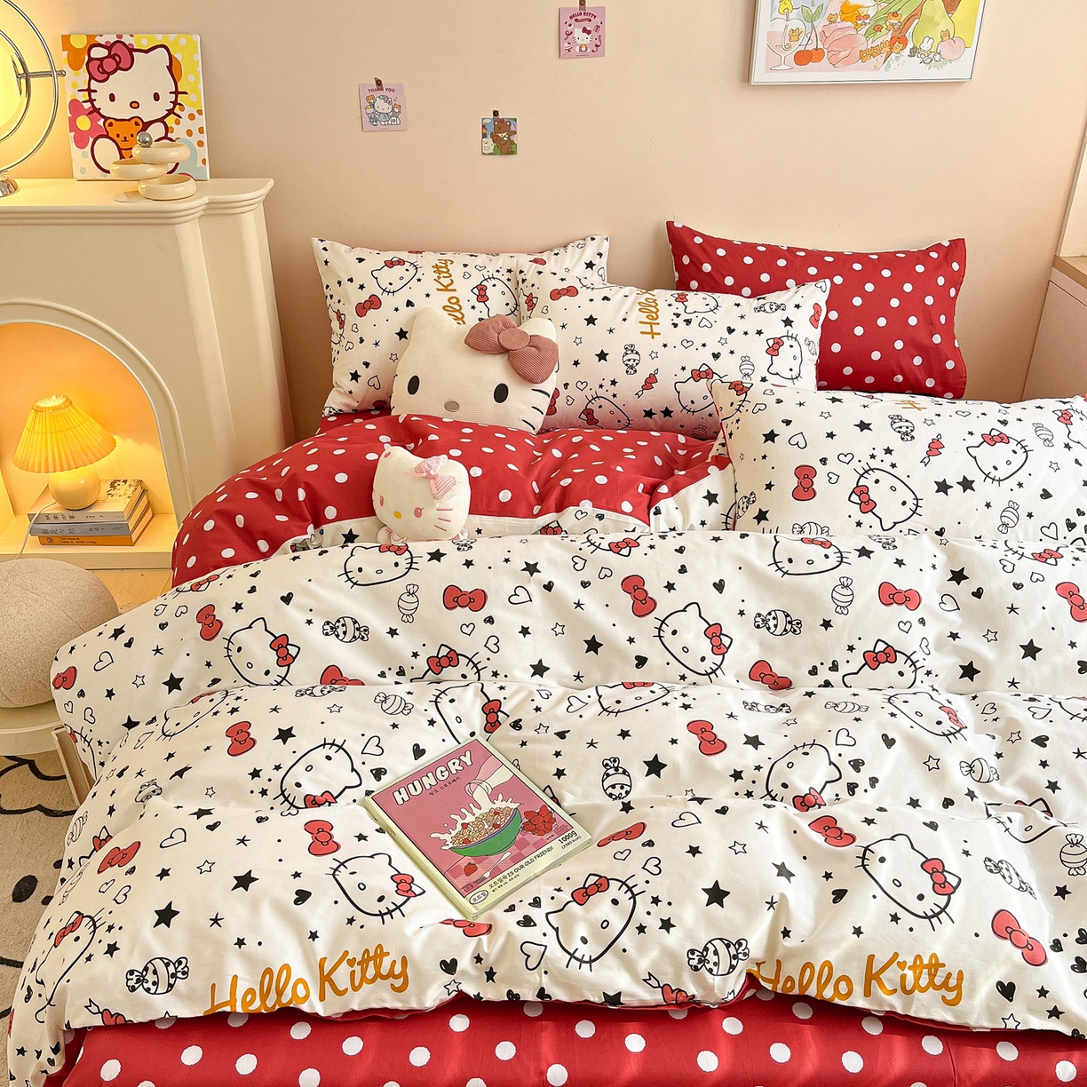 91家纺网 家纺一手货源 找家纺 暮思家居 2026新款正版授权三丽鸥全棉纯棉四件套系列-第一批 糖果KT