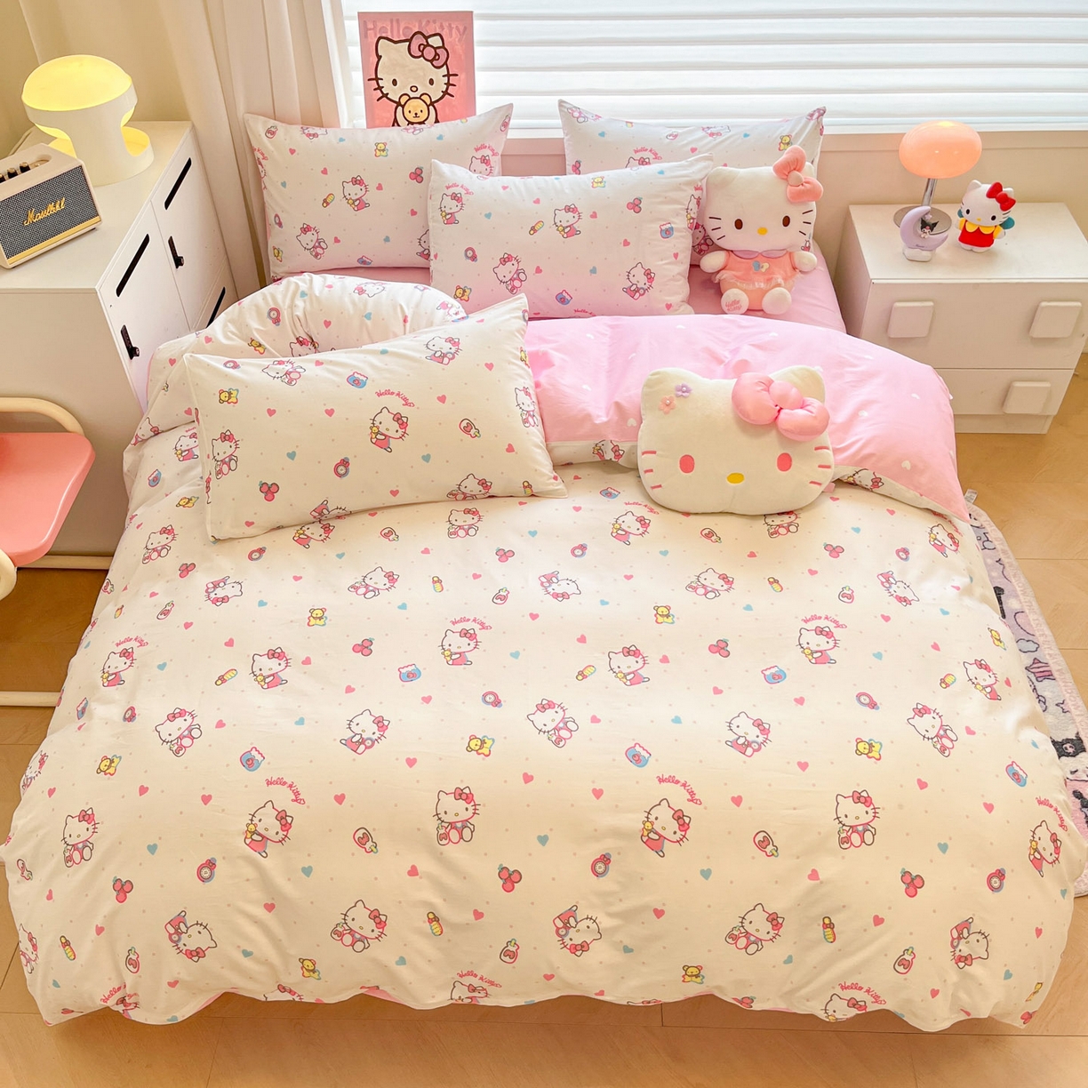 91家纺网 家纺一手货源 找家纺 暮思家居 2026新款正版授权三丽鸥全棉纯棉四件套系列-第一批 甜甜凯蒂