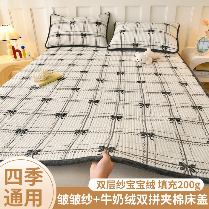 悠米悠家 2026新款卡通棉拼绒夹棉床盖单品床盖床盖单件 格调蝶韵