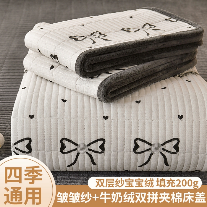 91家纺网 家纺一手货源 找家纺 悠米悠家 2026新款卡通棉拼绒夹棉床盖单品床盖床盖单件 赫本日记
