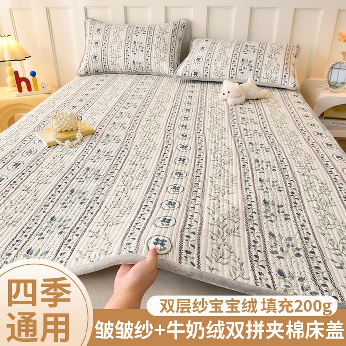 悠米悠家 2026新款卡通棉拼绒夹棉床盖单品床盖床盖单件 青屿花园