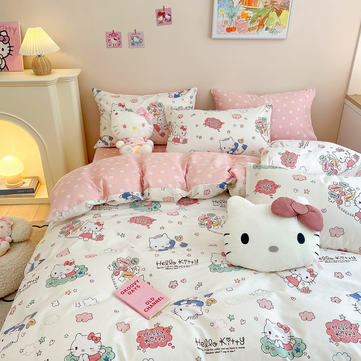 91家纺网 家纺一手货源 找家纺 暮思家居 2026新款正版授权三丽鸥全棉纯棉四件套系列-第一批 甜心KT