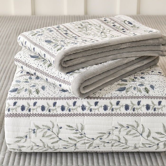 91家纺网 家纺一手货源 找家纺 悠米悠家 2026新款卡通棉拼绒夹棉床盖单品床盖床盖单件 青屿花园