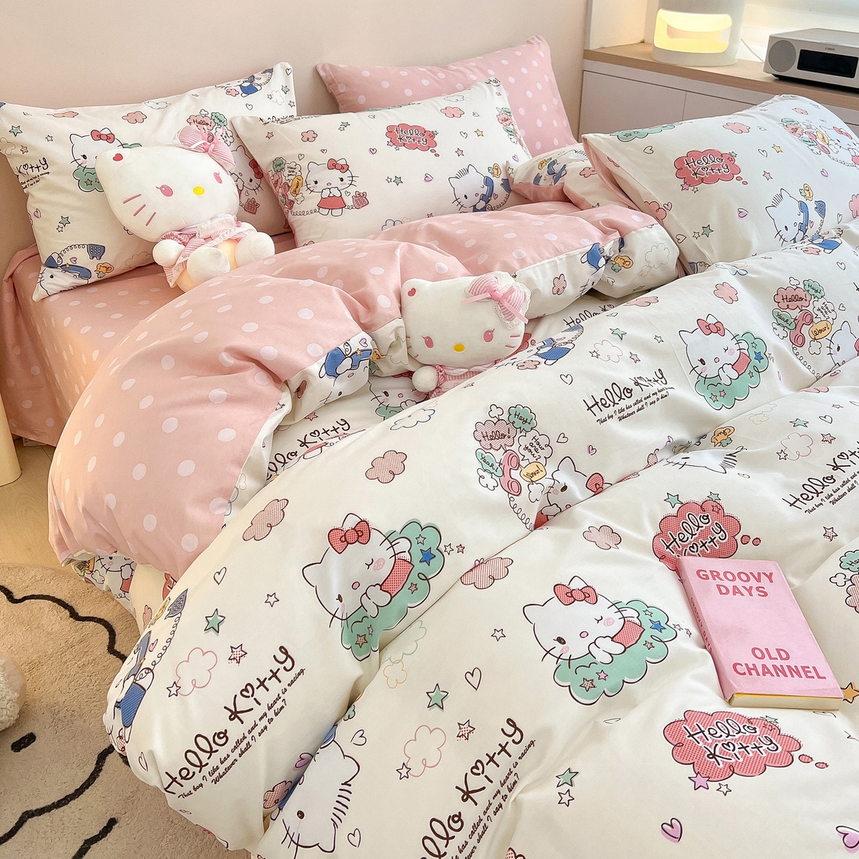 91家纺网 家纺一手货源 找家纺 暮思家居 2026新款正版授权三丽鸥全棉纯棉四件套系列-第一批 甜心KT