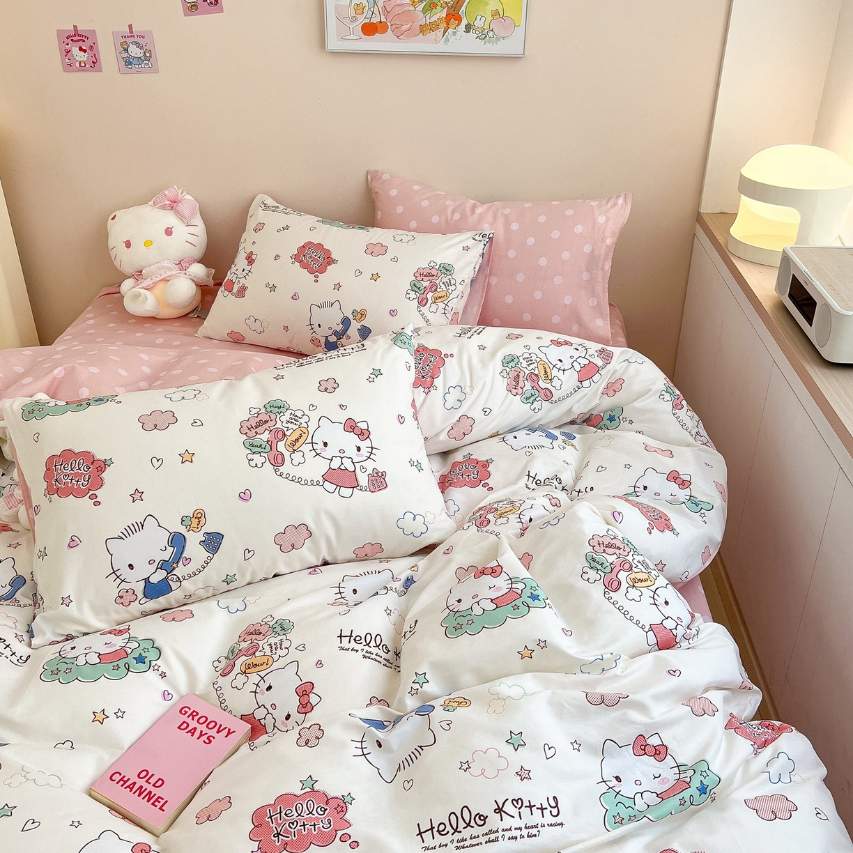 91家纺网 家纺一手货源 找家纺 暮思家居 2026新款正版授权三丽鸥全棉纯棉四件套系列-第一批 甜心KT