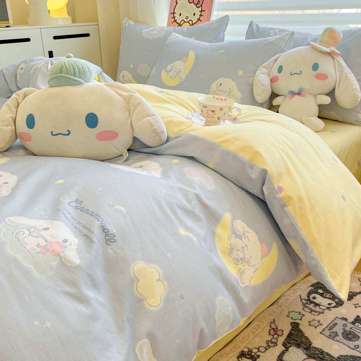 91家纺网 家纺一手货源 找家纺 暮思家居 2026新款正版授权三丽鸥全棉纯棉四件套系列-第一批 晚安大耳狗