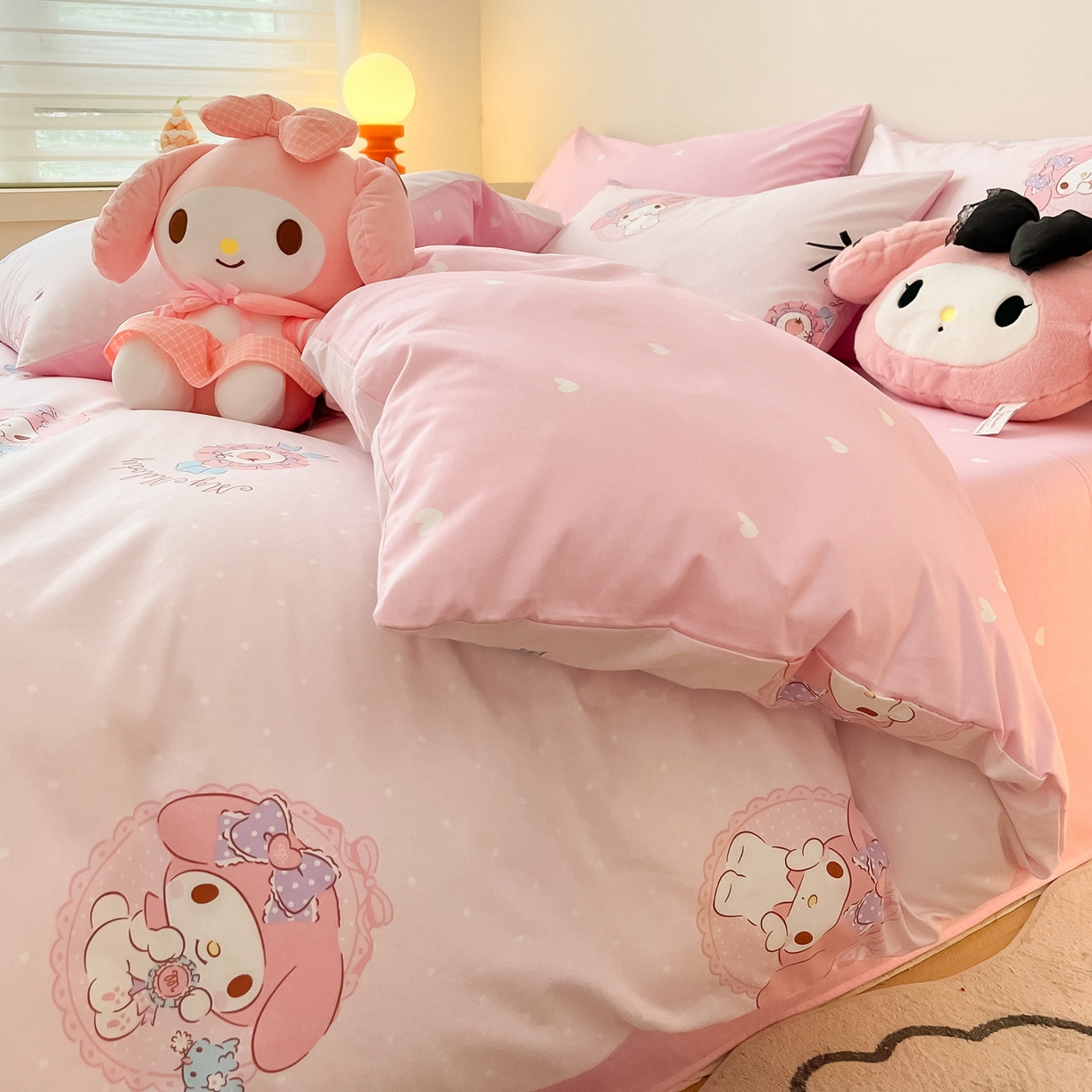 91家纺网 家纺一手货源 找家纺 暮思家居 2026新款正版授权三丽鸥全棉纯棉四件套系列-第一批 小兔美乐蒂