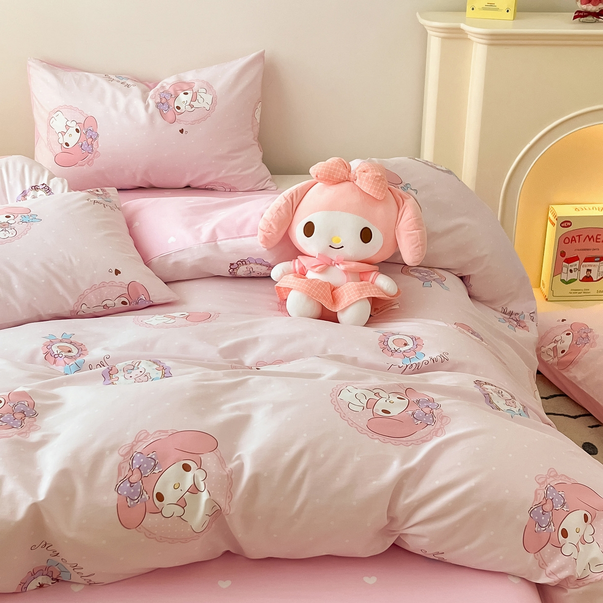 91家纺网 家纺一手货源 找家纺 暮思家居 2026新款正版授权三丽鸥全棉纯棉四件套系列-第一批 小兔美乐蒂