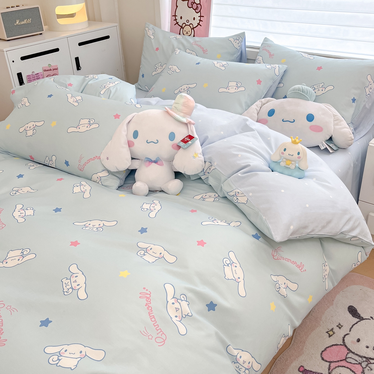 91家纺网 家纺一手货源 找家纺 暮思家居 2026新款正版授权三丽鸥全棉纯棉四件套系列-第一批 星星玉桂狗