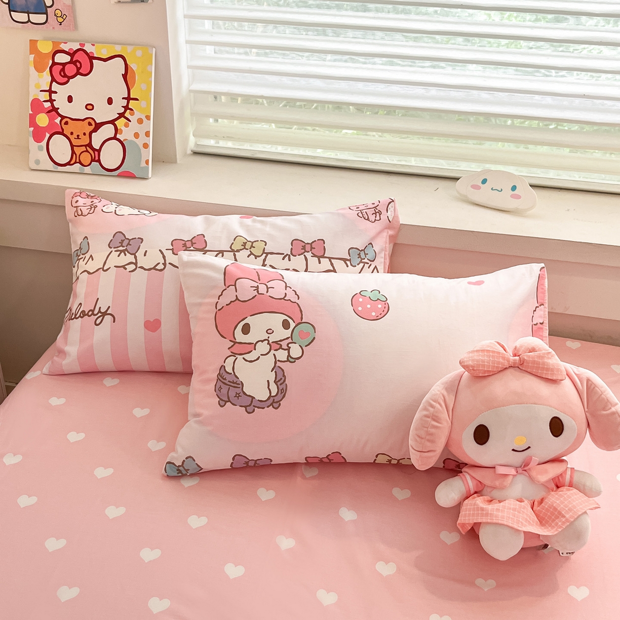 91家纺网 家纺一手货源 找家纺 暮思家居 2026新款正版授权三丽鸥全棉纯棉四件套系列-第一批 洋娃娃美乐蒂