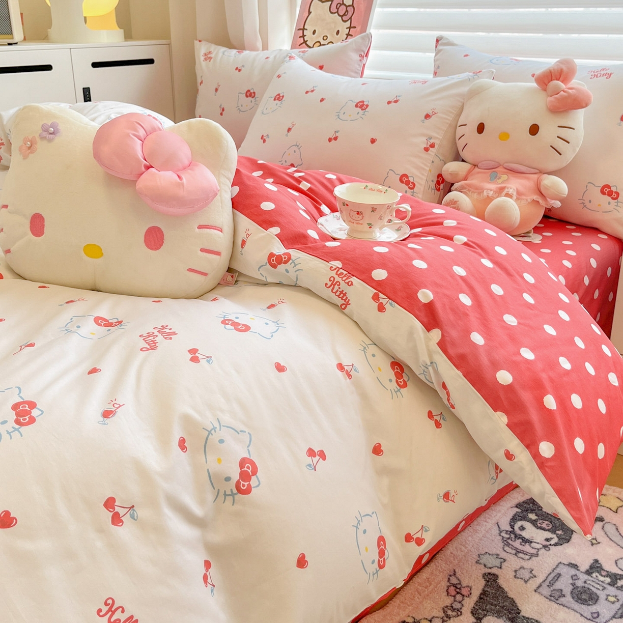 91家纺网 家纺一手货源 找家纺 暮思家居 2026新款正版授权三丽鸥全棉纯棉四件套系列-第一批 樱桃凯蒂