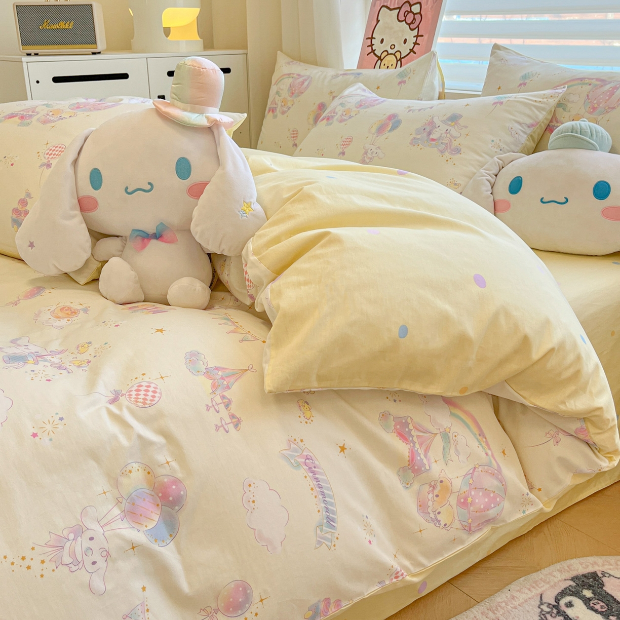 91家纺网 家纺一手货源 找家纺 暮思家居 2026新款正版授权三丽鸥全棉纯棉四件套系列-第一批 游乐园大耳狗