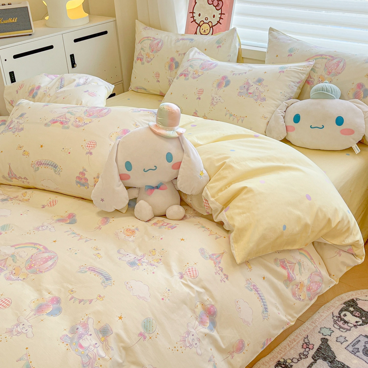 91家纺网 家纺一手货源 找家纺 暮思家居 2026新款正版授权三丽鸥全棉纯棉四件套系列-第一批 游乐园大耳狗