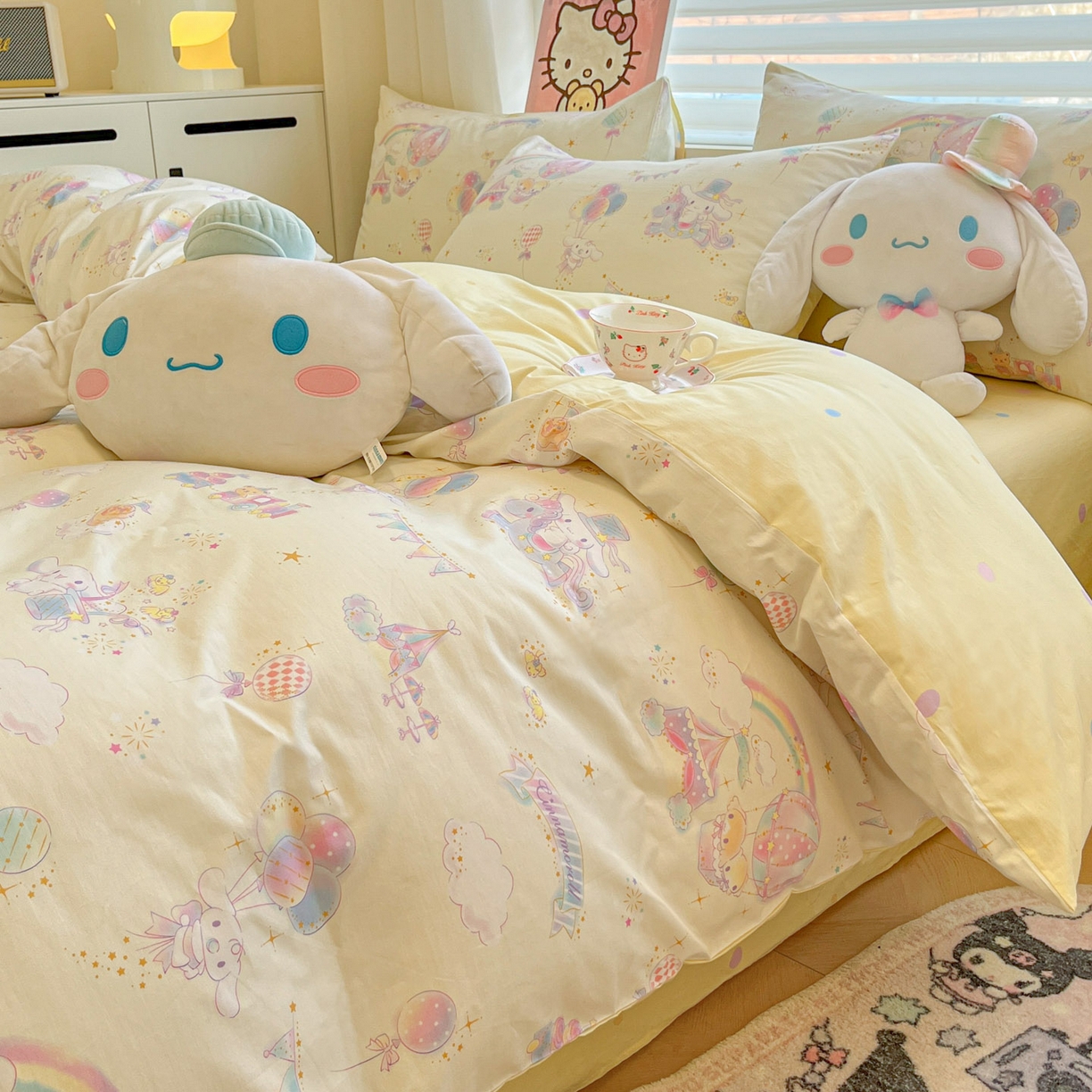 91家纺网 家纺一手货源 找家纺 暮思家居 2026新款正版授权三丽鸥全棉纯棉四件套系列-第一批 游乐园大耳狗