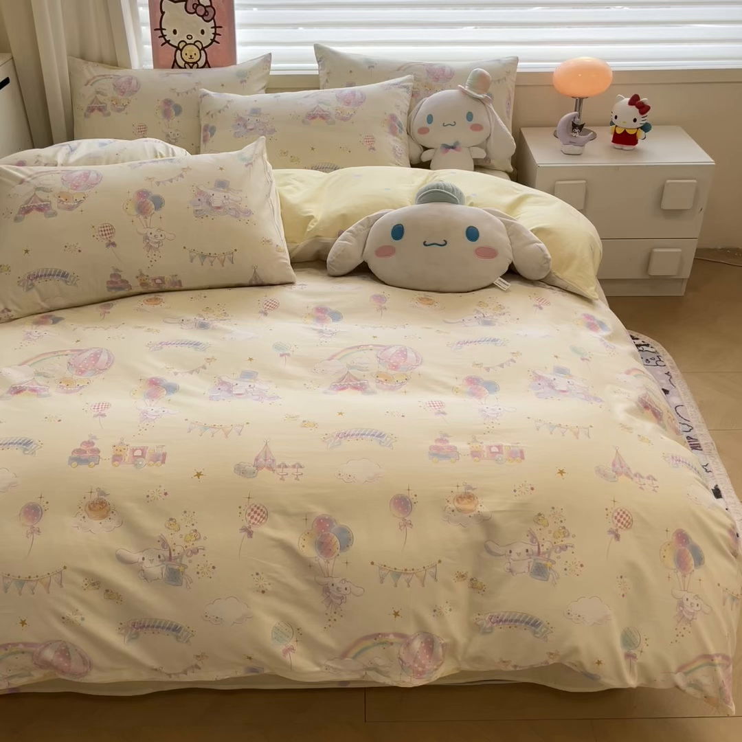 91家纺网 家纺一手货源 找家纺 暮思家居 2026新款正版授权三丽鸥全棉纯棉四件套系列-第一批 游乐园大耳狗