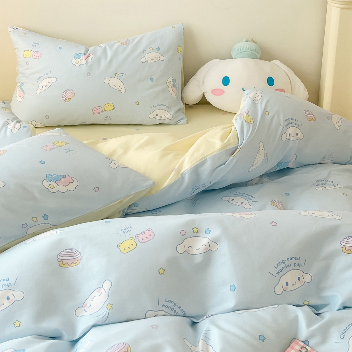 91家纺网 家纺一手货源 找家纺 暮思家居 2026新款正版授权三丽鸥全棉纯棉四件套系列-第一批 云朵大耳狗