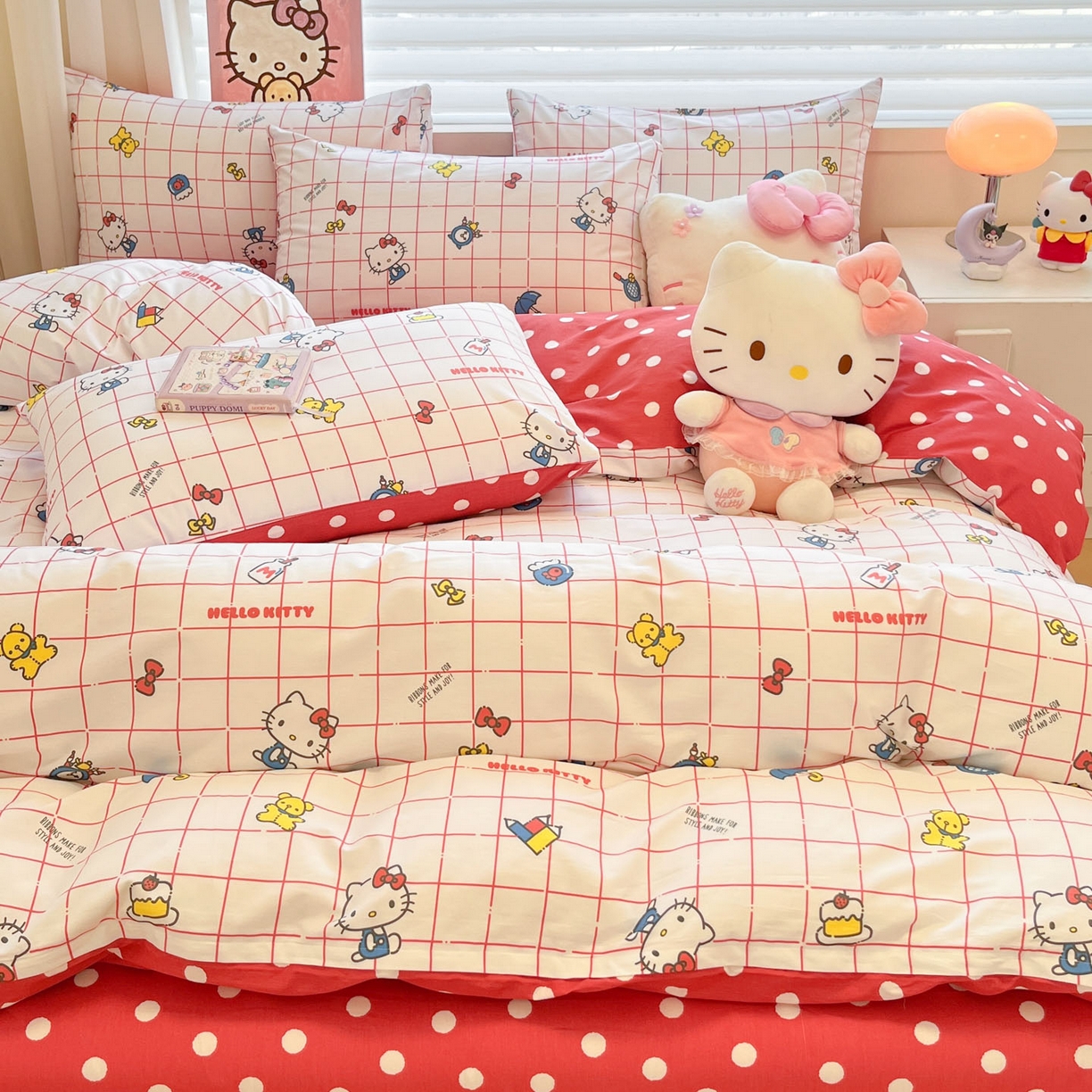 91家纺网 家纺一手货源 找家纺 暮思家居 2026新款正版授权三丽鸥全棉纯棉四件套系列-第一批 运动凯蒂