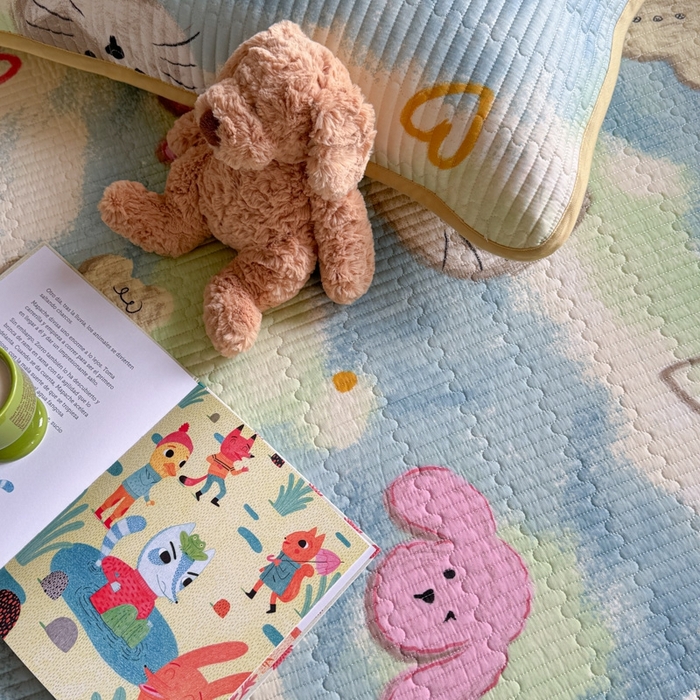 91家纺网 家纺一手货源 找家纺 茉夕家纺 2026新款春季双面纯棉印花单品床盖单件床盖 小猫阿狗