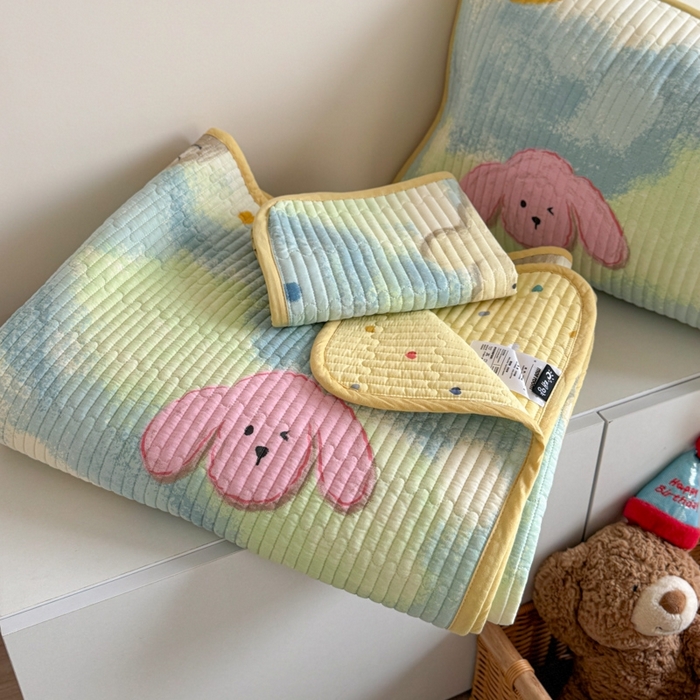 91家纺网 家纺一手货源 找家纺 茉夕家纺 2026新款春季双面纯棉印花单品床盖单件床盖 小猫阿狗