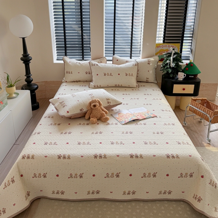 茉夕家纺 2026新款春季双面纯棉印花单品床盖单件床盖 小美满