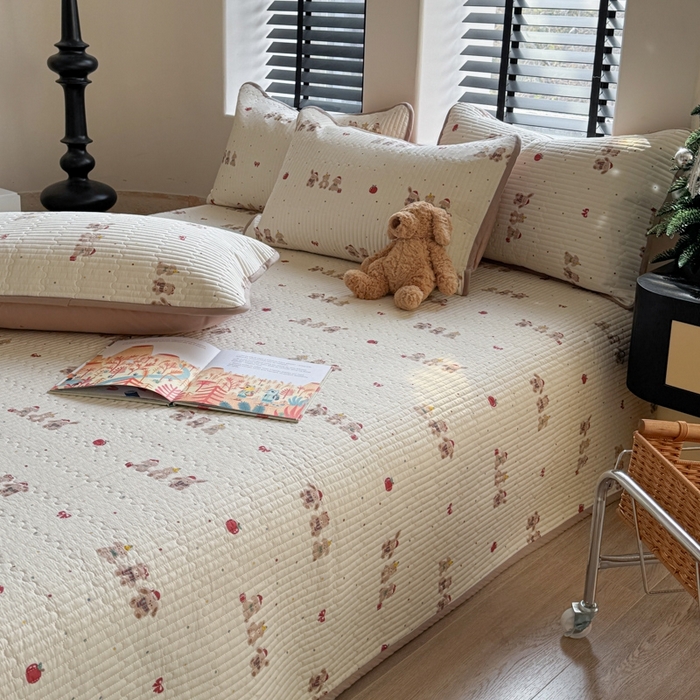 91家纺网 家纺一手货源 找家纺 茉夕家纺 2026新款春季双面纯棉印花单品床盖单件床盖 小美满