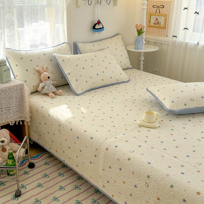 91家纺网 家纺一手货源 找家纺 茉夕家纺 2026新款春季双面纯棉印花单品床盖单件床盖 星河梦