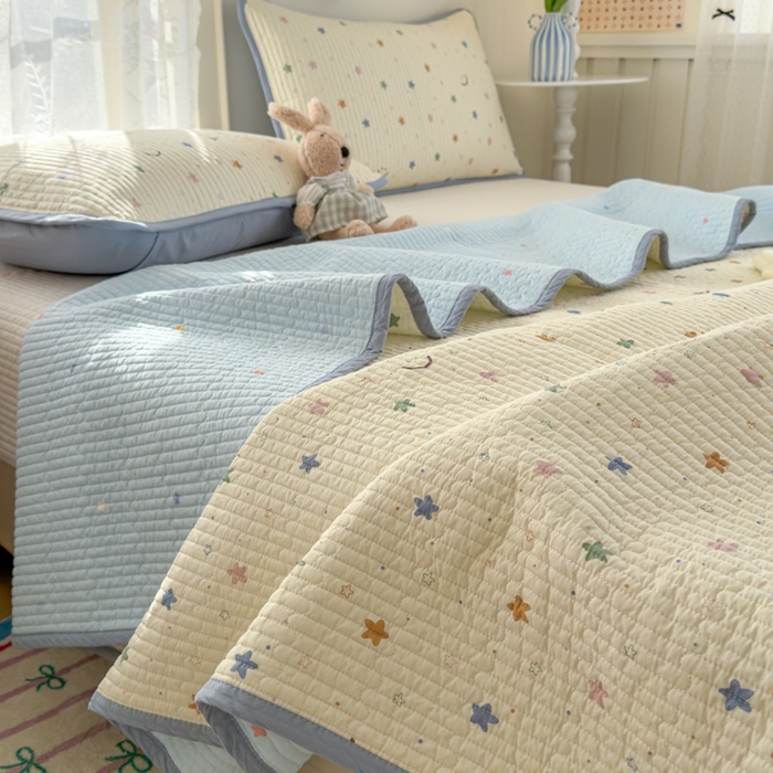 91家纺网 家纺一手货源 找家纺 茉夕家纺 2026新款春季双面纯棉印花单品床盖单件床盖 星河梦