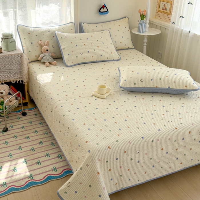 91家纺网 家纺一手货源 找家纺 茉夕家纺 2026新款春季双面纯棉印花单品床盖单件床盖 星河梦