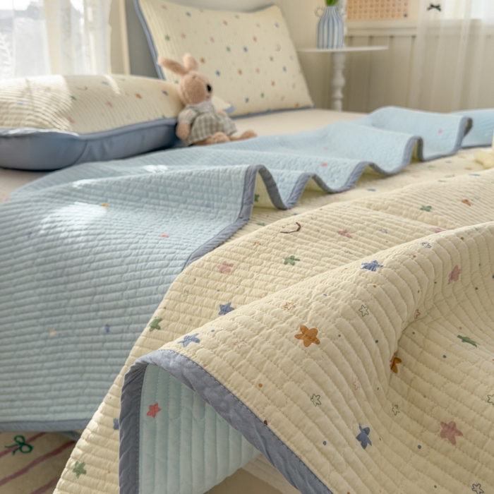 91家纺网 家纺一手货源 找家纺 茉夕家纺 2026新款春季双面纯棉印花单品床盖单件床盖 星河梦