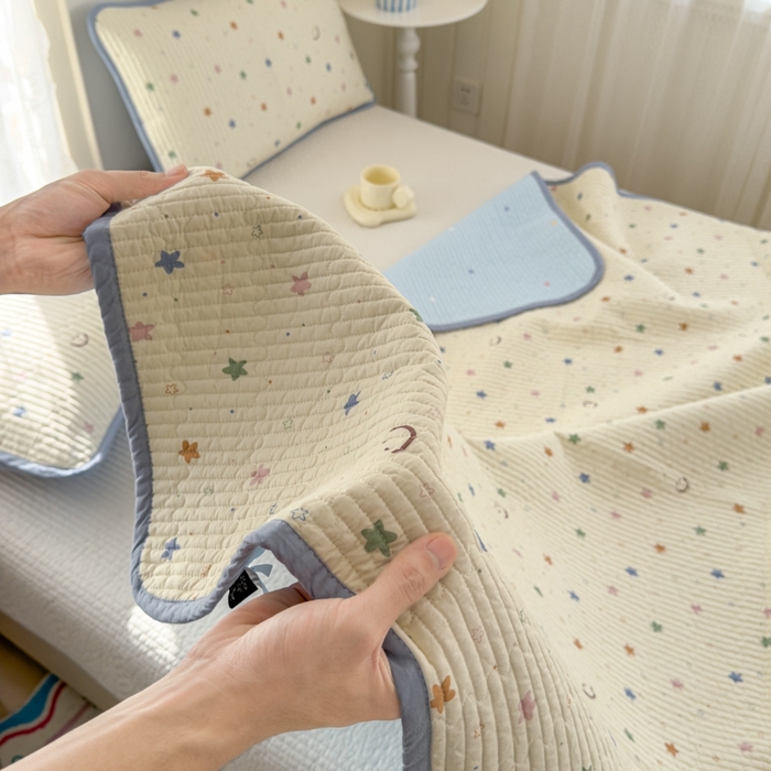 91家纺网 家纺一手货源 找家纺 茉夕家纺 2026新款春季双面纯棉印花单品床盖单件床盖 星河梦