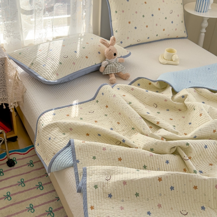 91家纺网 家纺一手货源 找家纺 茉夕家纺 2026新款春季双面纯棉印花单品床盖单件床盖 星河梦