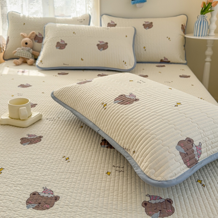 91家纺网 家纺一手货源 找家纺 茉夕家纺 2026新款春季双面纯棉印花单品床盖单件床盖 星星熊