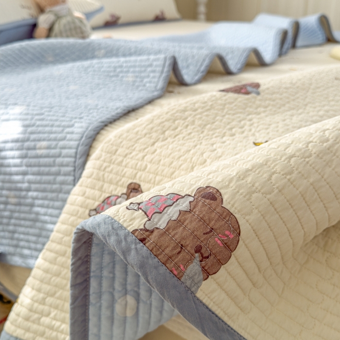 91家纺网 家纺一手货源 找家纺 茉夕家纺 2026新款春季双面纯棉印花单品床盖单件床盖 星星熊