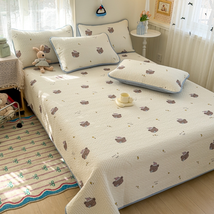 91家纺网 家纺一手货源 找家纺 茉夕家纺 2026新款春季双面纯棉印花单品床盖单件床盖 星星熊