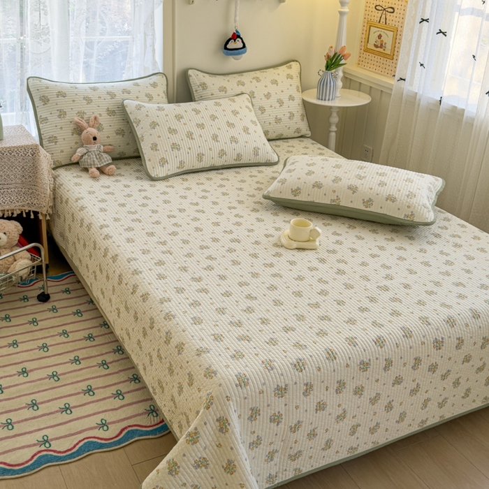 91家纺网 家纺一手货源 找家纺 茉夕家纺 2026新款春季双面纯棉印花单品床盖单件床盖 绣球花